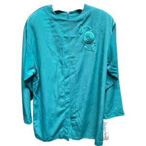 Vintage NWT  Robbie Sport size 16 tunic textured rosette 3/4 sleeves.